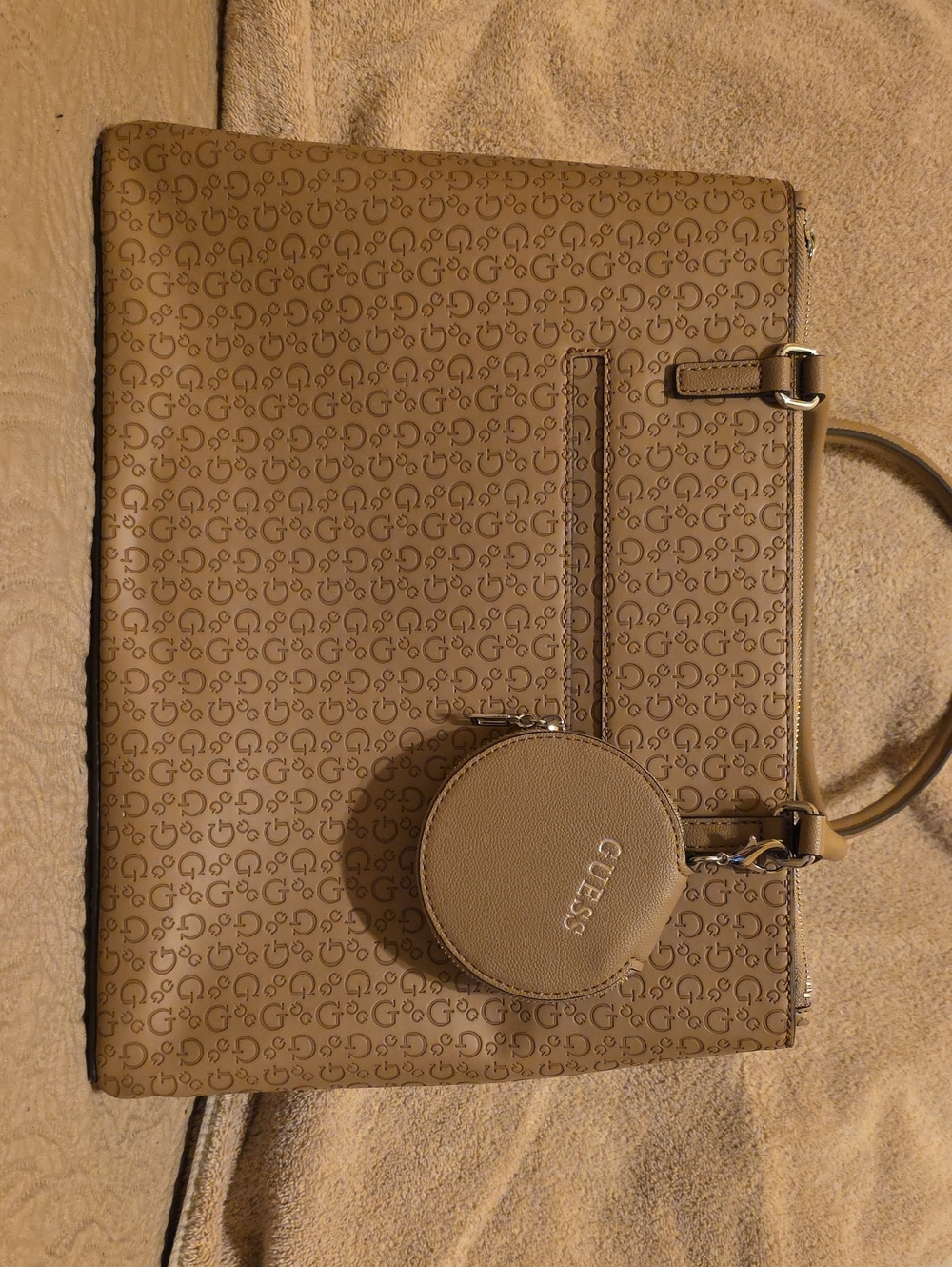 Guess Beige Logo Tote with Coin Pouch